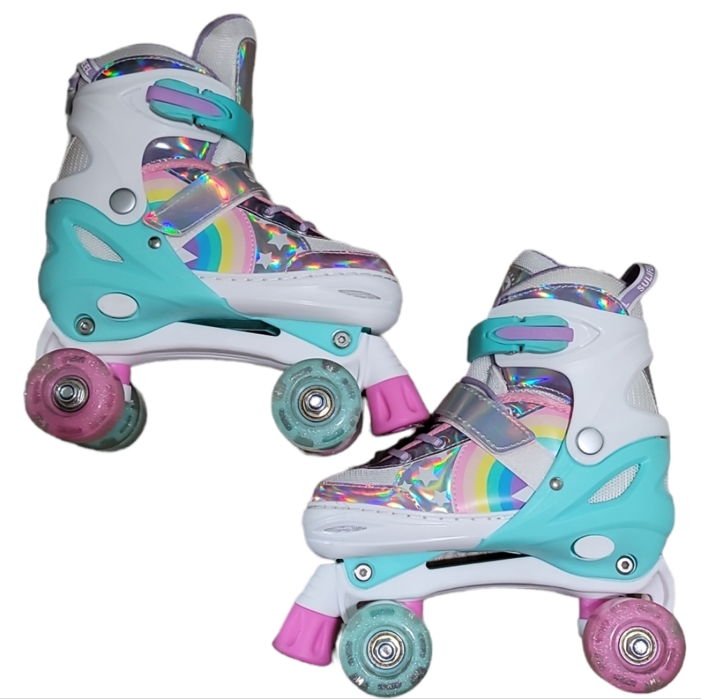 Kids Light-Up Rainbow Roller Skates in Purple & Teal - Picture 6 of 6